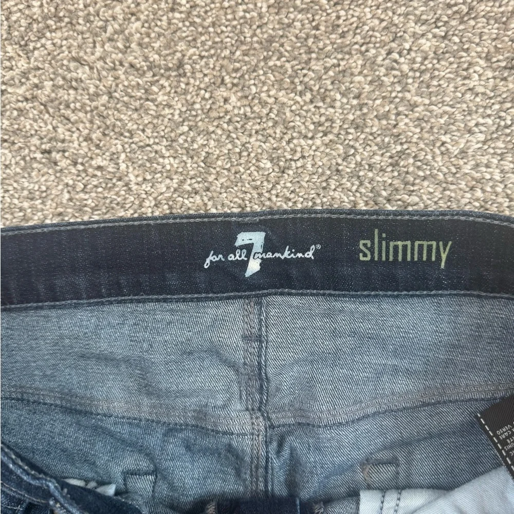 7 For All Mankind Men's Slimmy Straight Leg Jeans - Dark Wash Size 33 EUC - Picture 2 of 11
